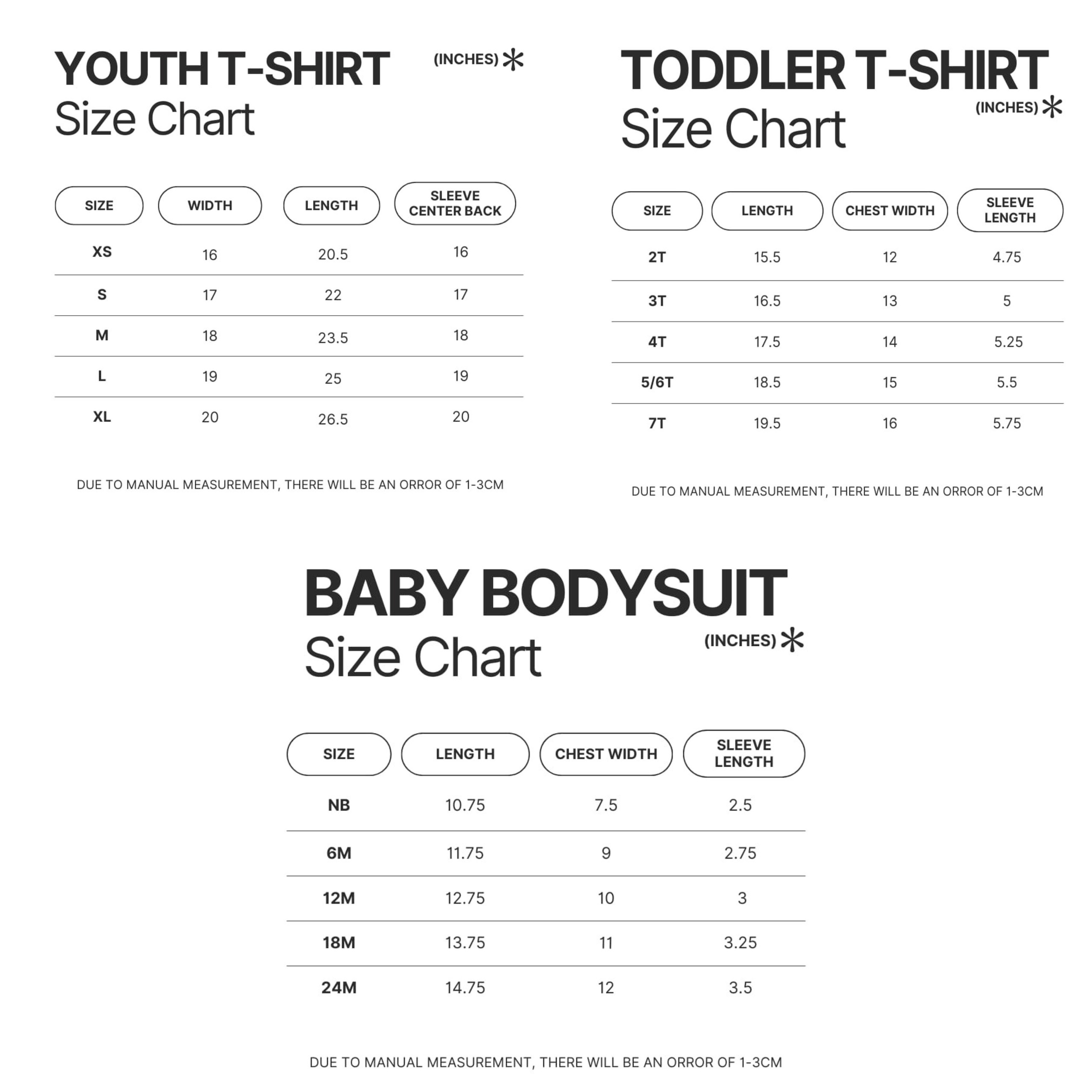 Product Size chart