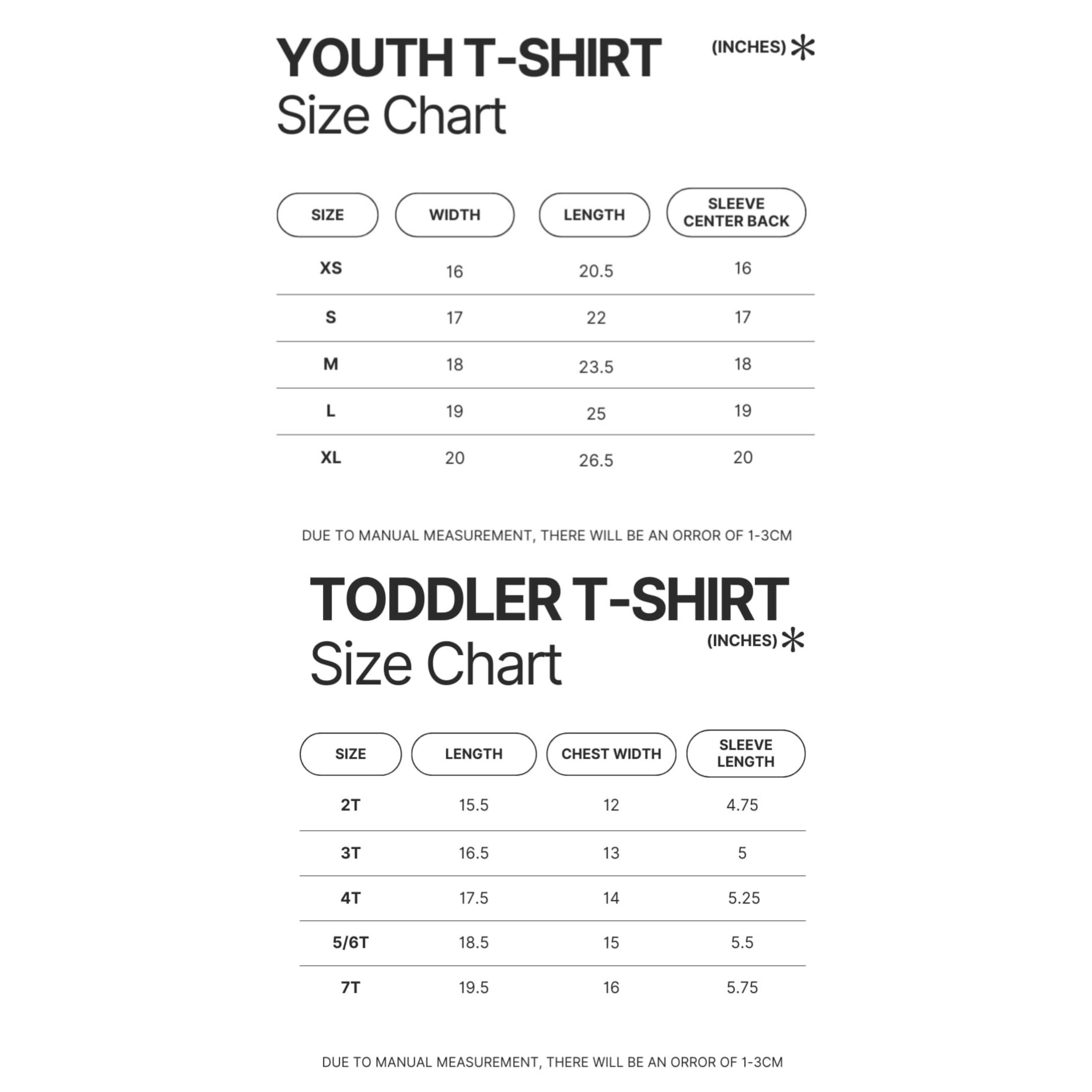 Product Size chart